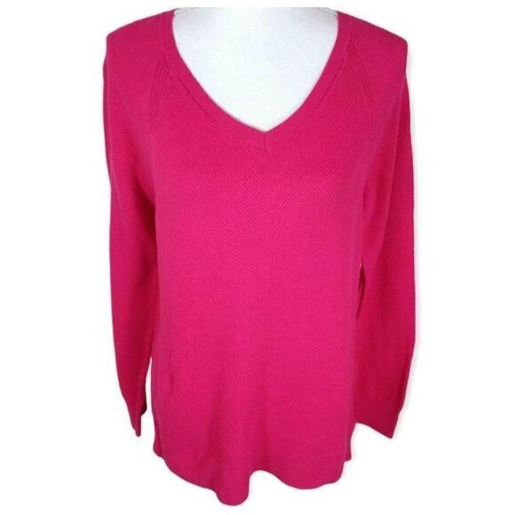 GAP HOT PINK V-NECK PULLOVER SZ.L EUC. - Picture 1 of 5
